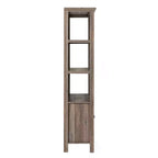 Flash Furniture Stella, bibliothèque et armoire de rangement modernes de style ferme en bois avec portes en verre trempé et 3 étagères supérieures