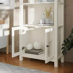 Flash Furniture Stella, bibliothèque et armoire de rangement modernes de style ferme en bois avec portes en verre trempé et 3 étagères supérieures