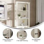 Flash Furniture Stella, bibliothèque et armoire de rangement modernes de style ferme en bois avec portes en verre trempé et 3 étagères supérieures