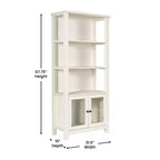 Flash Furniture Stella, bibliothèque et armoire de rangement modernes de style ferme en bois avec portes en verre trempé et 3 étagères supérieures