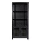 Flash Furniture Stella, bibliothèque et armoire de rangement modernes de style ferme en bois avec portes en verre trempé et 3 étagères supérieures