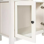 Flash Furniture Stella, bibliothèque et armoire de rangement modernes de style ferme en bois avec portes en verre trempé et 3 étagères supérieures