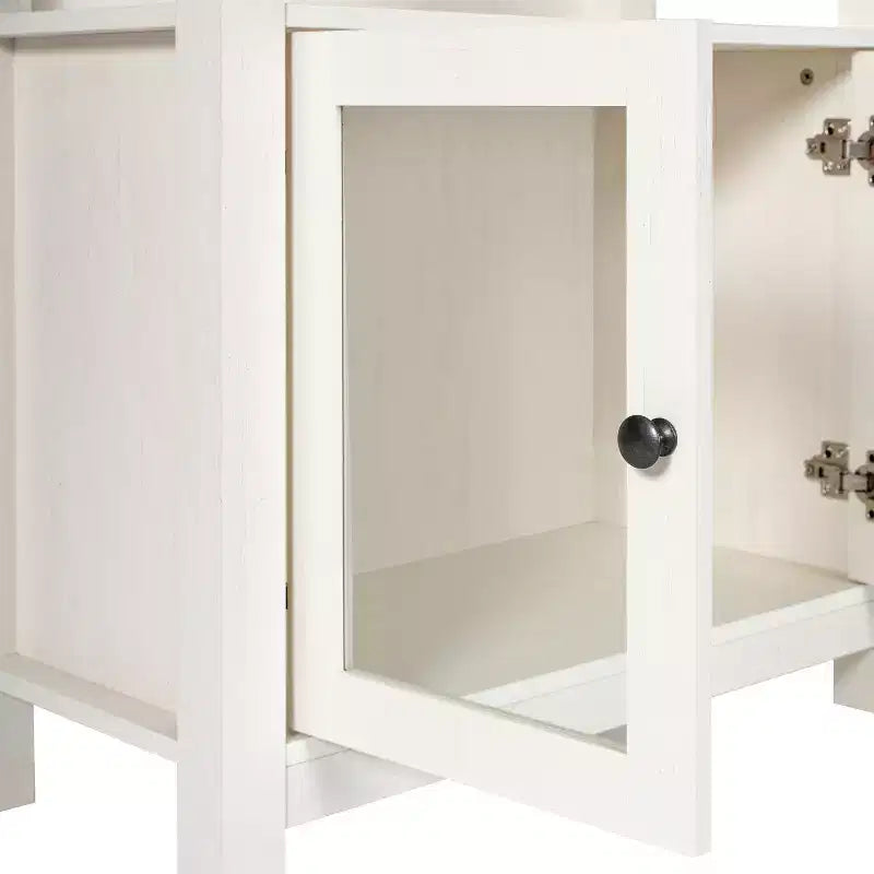 Flash Furniture Stella, bibliothèque et armoire de rangement modernes de style ferme en bois avec portes en verre trempé et 3 étagères supérieures
