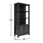 Flash Furniture Stella, bibliothèque et armoire de rangement modernes de style ferme en bois avec portes en verre trempé et 3 étagères supérieures