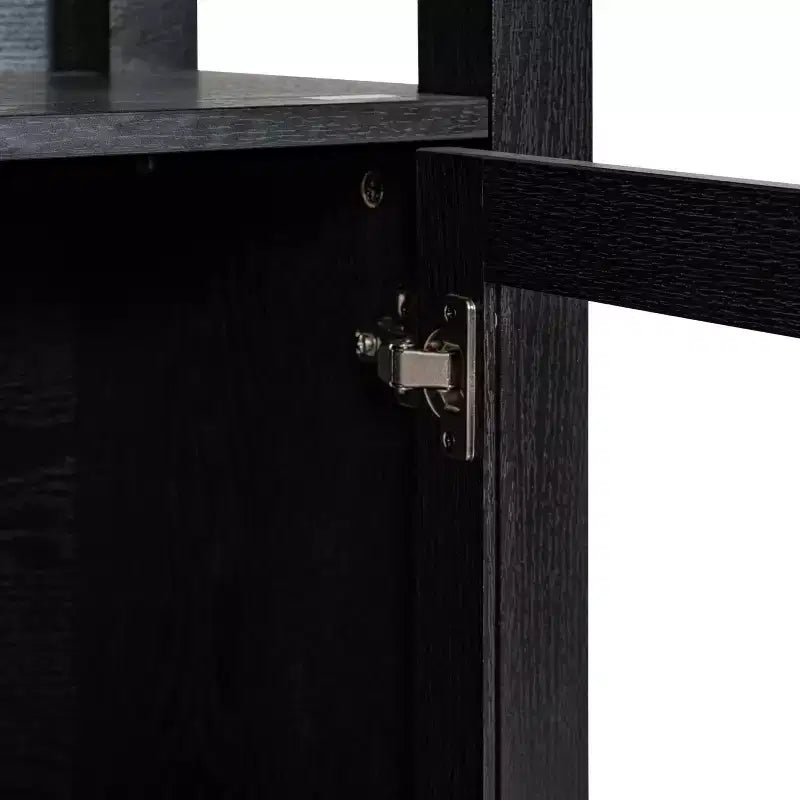 Flash Furniture Stella, bibliothèque et armoire de rangement modernes de style ferme en bois avec portes en verre trempé et 3 étagères supérieures