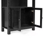 Flash Furniture Stella, bibliothèque et armoire de rangement modernes de style ferme en bois avec portes en verre trempé et 3 étagères supérieures
