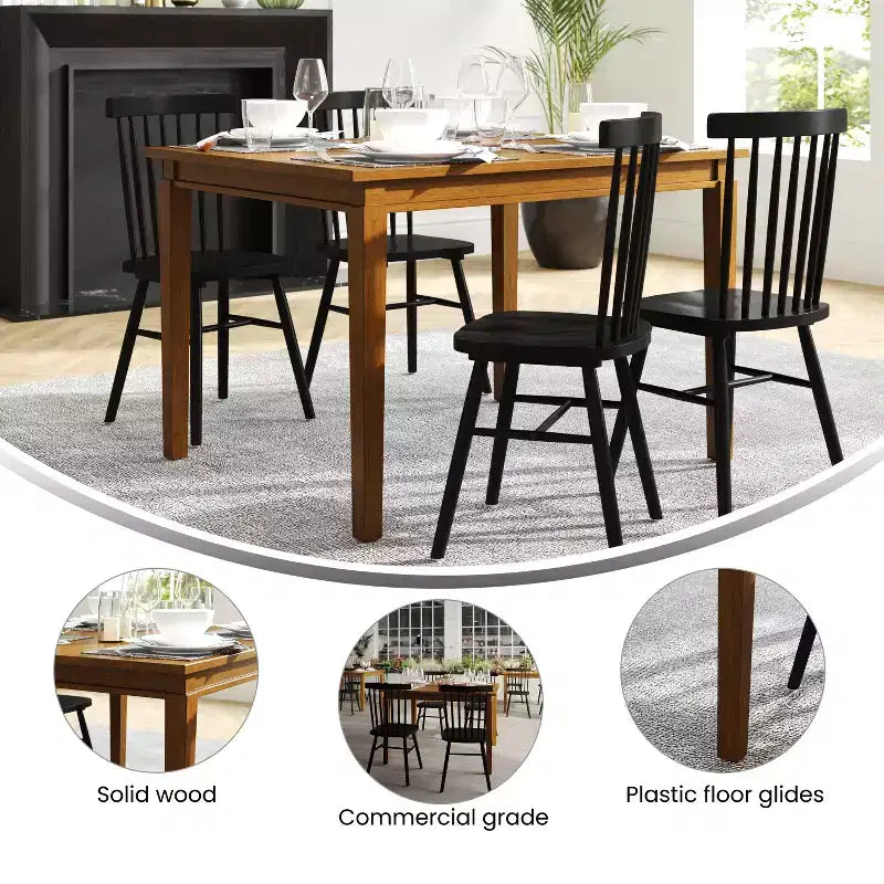 Table à manger en bois Merrick Lane avec pieds fuselés