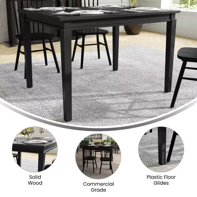 Table à manger en bois Merrick Lane avec pieds fuselés