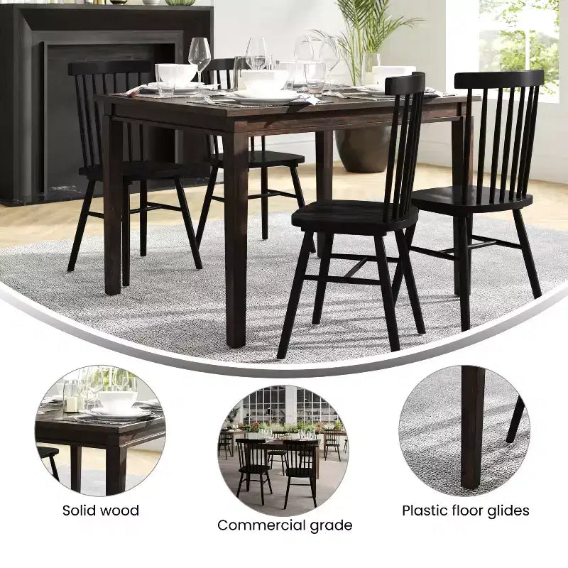 Table à manger en bois Merrick Lane avec pieds fuselés