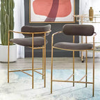 Lot de 2 tabourets de bar Buylateral en velours rétro, hauteur comptoir de 61 cm
