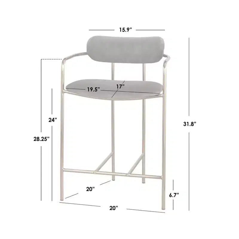 Lot de 2 tabourets de bar Buylateral en velours rétro, hauteur comptoir de 61 cm