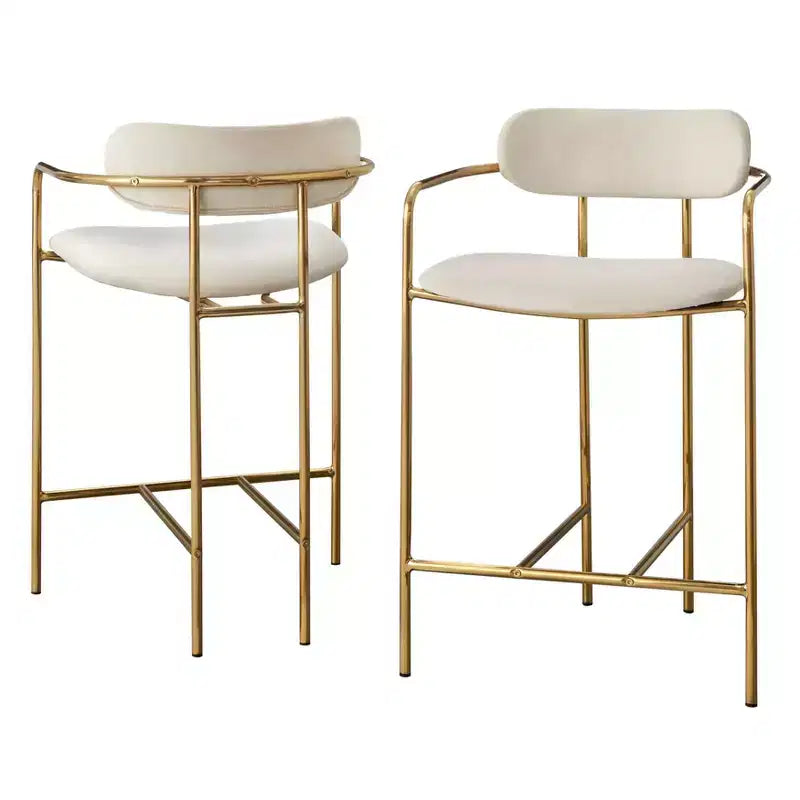 Lot de 2 tabourets de bar Buylateral en velours rétro, hauteur comptoir de 61 cm