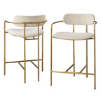 Lot de 2 tabourets de bar Buylateral en velours rétro, hauteur comptoir de 61 cm