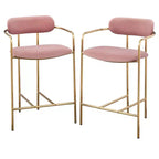 Lot de 2 tabourets de bar Buylateral en velours rétro, hauteur comptoir de 61 cm