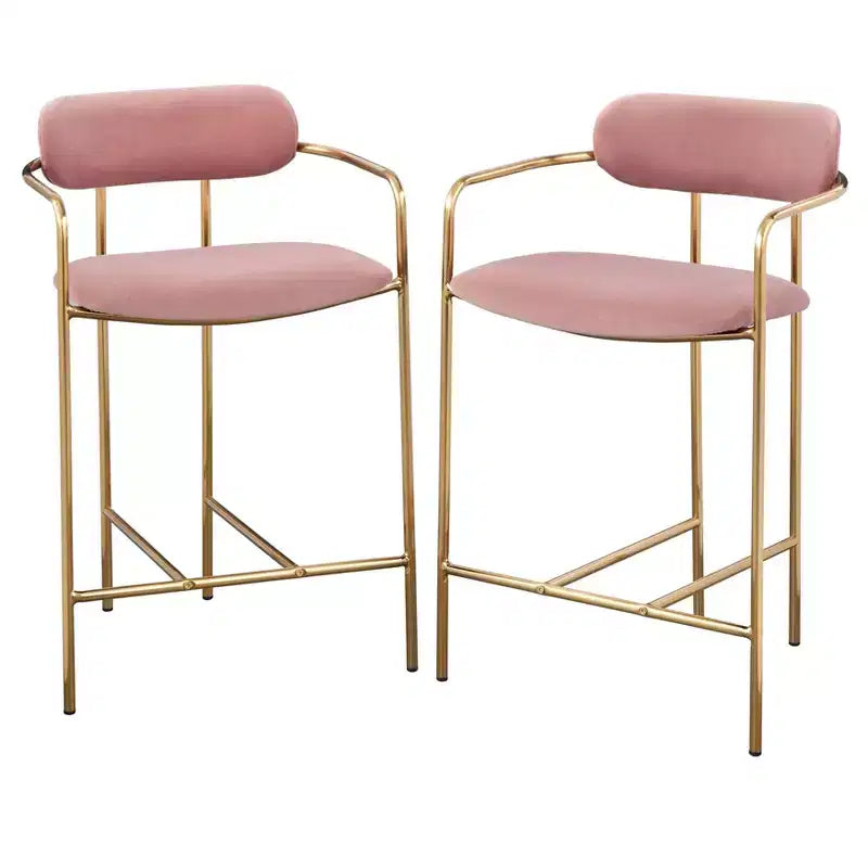 Lot de 2 tabourets de bar Buylateral en velours rétro, hauteur comptoir de 61 cm