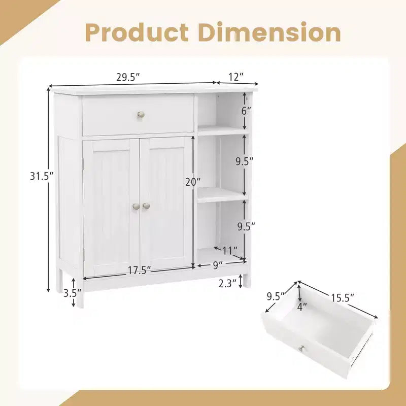 Meuble de Salle de Bain sur Pied Costway avec Tiroir, Organisateur de Rangement pour Cuisine