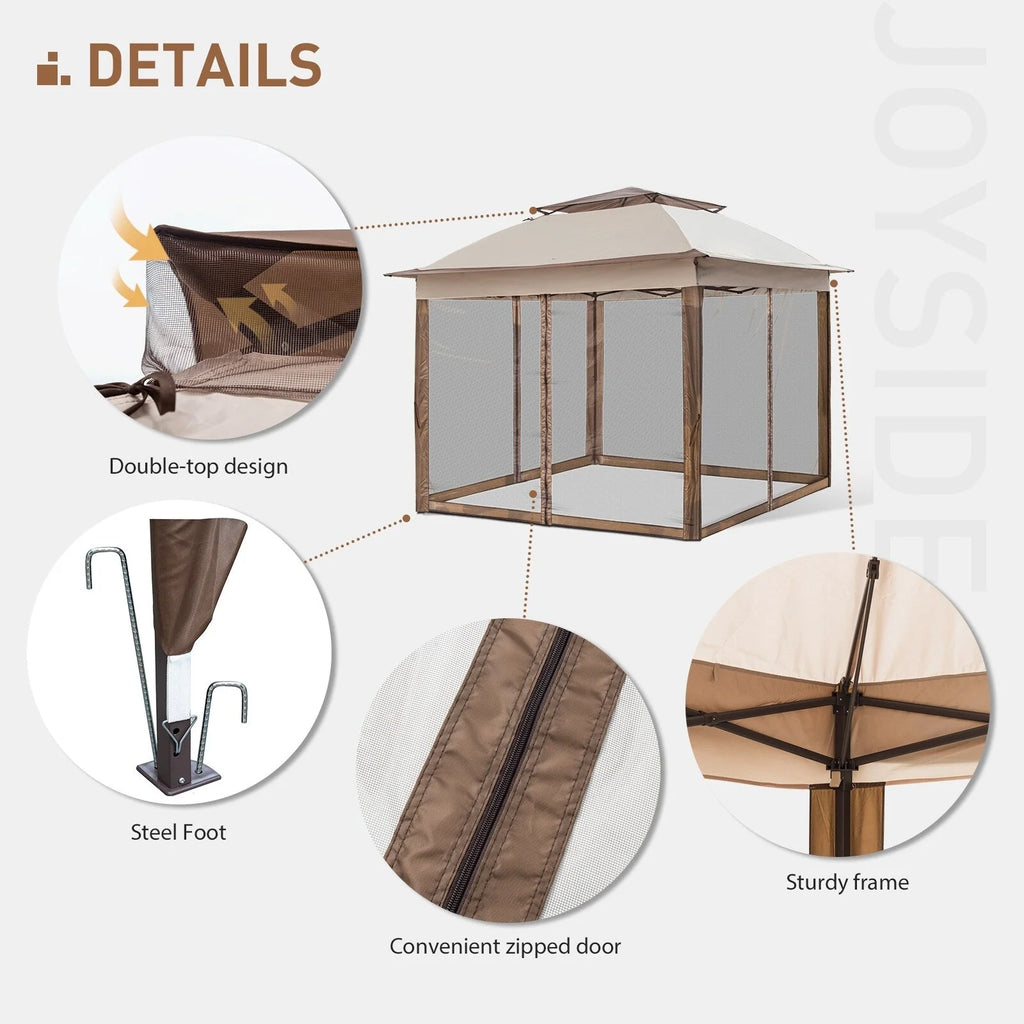 Cozywor Tonnelle escamotable en acier de 3,35 m x 3,35 m avec moustiquaire