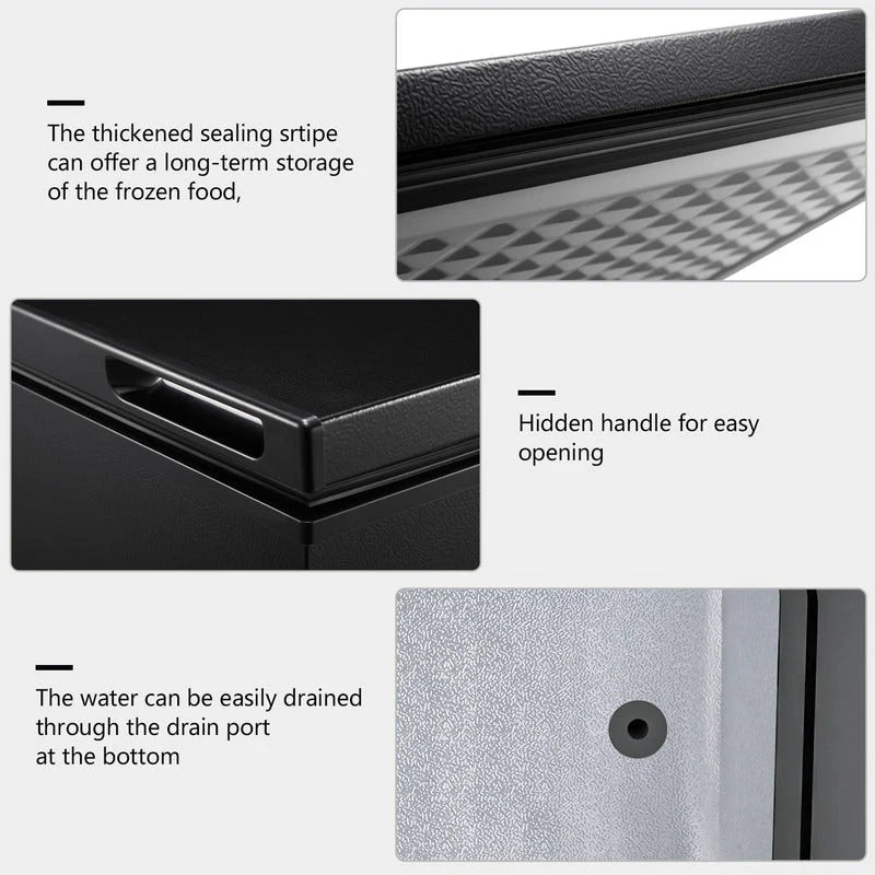 1.8 Cu.Ft Chest Freezer with Removable Basket, Bottom Drain, 7-Level Thermostat, Freestanding Design for Home and Apartment