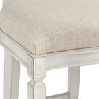 Tabouret de bar en bois 55 Downing Street, crème vanille, hauteur 31", coussin d'assise en amande style rétro vintage français, avec dossier et repose-pieds, pour îlot de cuisine à hauteur de comptoir