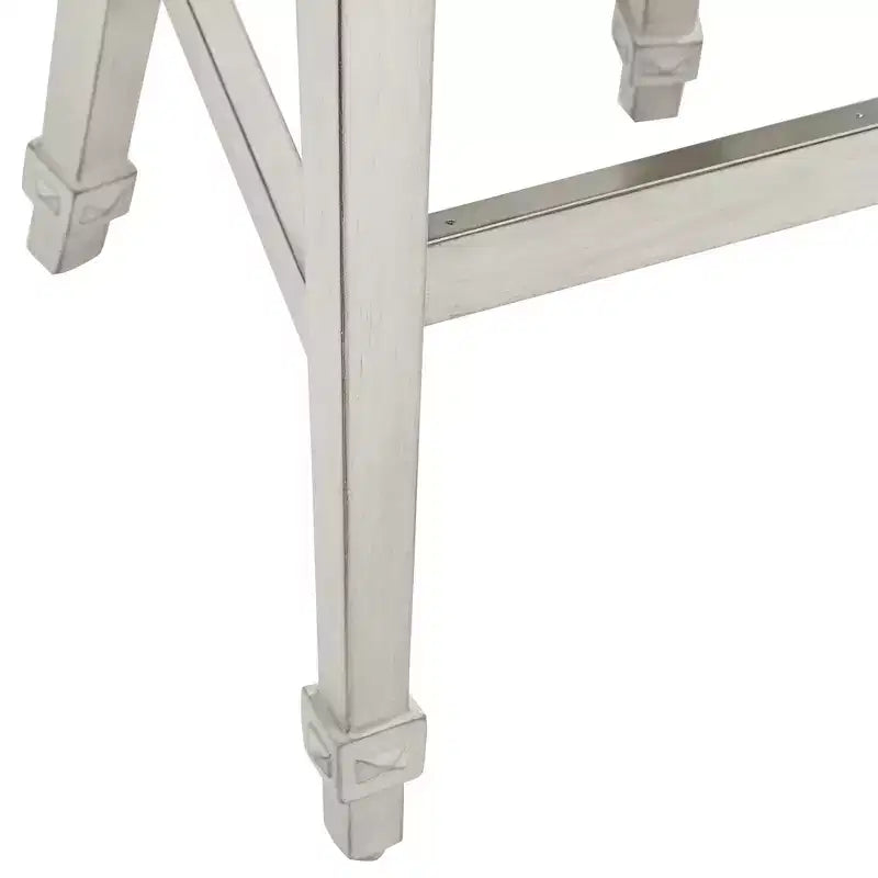 Tabouret de bar en bois 55 Downing Street, crème vanille, hauteur 31", coussin d'assise en amande style rétro vintage français, avec dossier et repose-pieds, pour îlot de cuisine à hauteur de comptoir