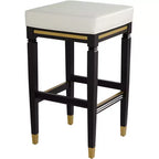 55 Downing Street Jaxon Black Wood Bar Stool 31 High Modern White Faux Leather Cushion with Footrest for Kitchen Counter Height Island Shed House