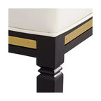 55 Downing Street Jaxon Tabouret de bar en bois noir 31 po. de haut avec coussin en similicuir blanc moderne et repose-pieds pour comptoir de cuisine, îlot, cabanon ou maison