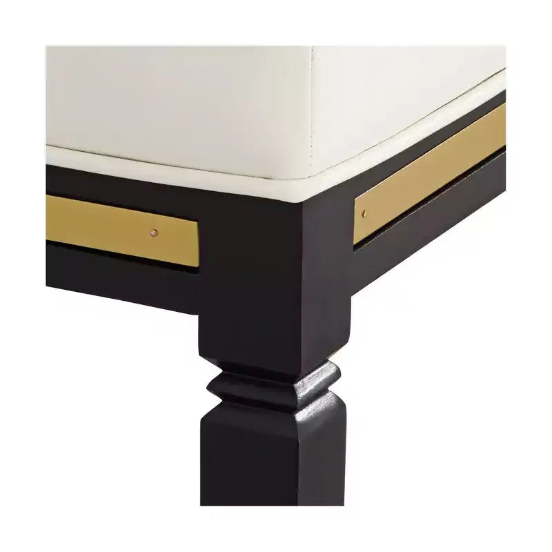 55 Downing Street Jaxon Tabouret de bar en bois noir 31 po. de haut avec coussin en similicuir blanc moderne et repose-pieds pour comptoir de cuisine, îlot, cabanon ou maison