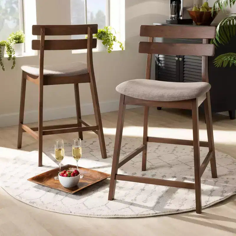Lot de 2 tabourets de bar à hauteur de comptoir en bois Larine - Baxton Studio
