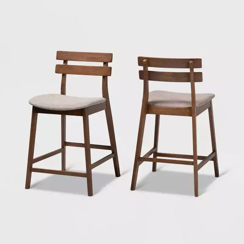 Lot de 2 tabourets de bar à hauteur de comptoir en bois Larine - Baxton Studio