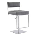 Michele Adjustable Faux Leather Stainless Steel Barstool - Armen Living