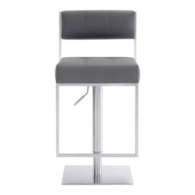 Tabouret de bar réglable Michele en similicuir et acier inoxydable – Armen Living