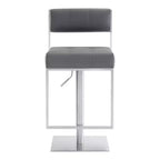 Tabouret de bar réglable Michele en similicuir et acier inoxydable – Armen Living