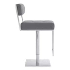 Tabouret de bar réglable Michele en similicuir et acier inoxydable – Armen Living