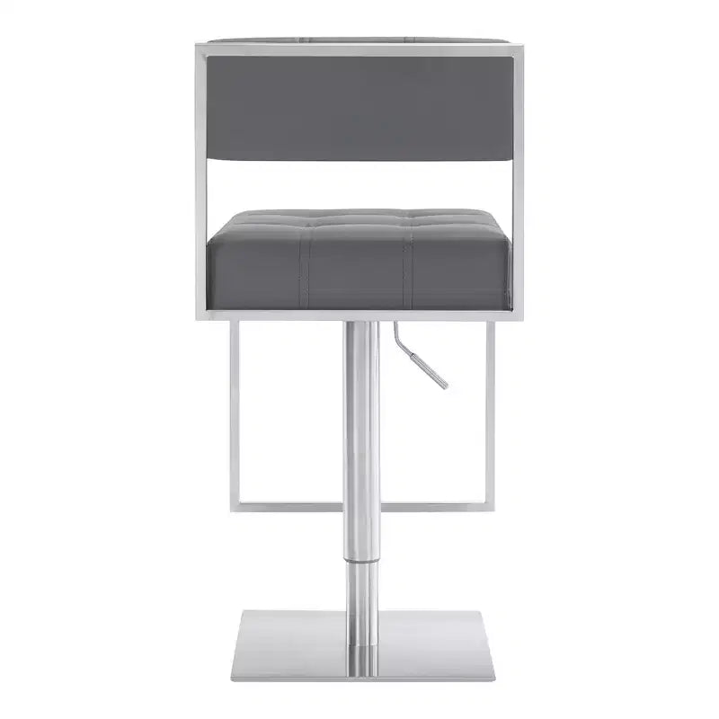 Tabouret de bar réglable Michele en similicuir et acier inoxydable – Armen Living