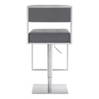 Tabouret de bar réglable Michele en similicuir et acier inoxydable – Armen Living