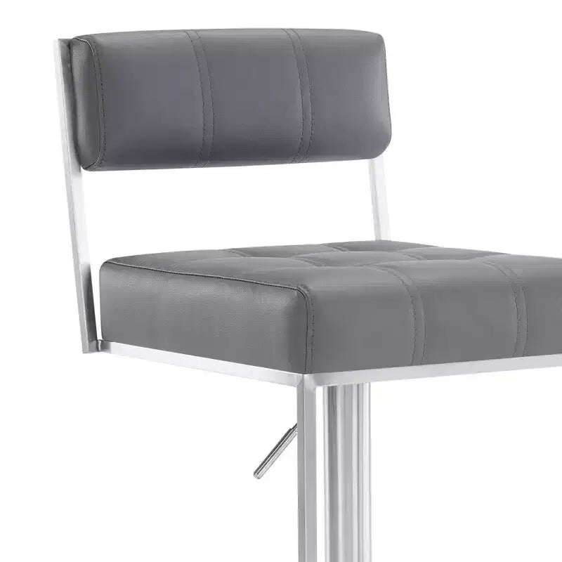 Tabouret de bar réglable Michele en similicuir et acier inoxydable – Armen Living