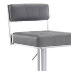 Tabouret de bar réglable Michele en similicuir et acier inoxydable – Armen Living