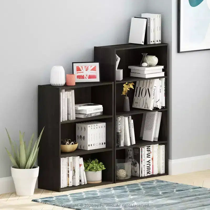 Furinno Étagère Ouverte 4 Cubes Meuble de Rangement et Présentoir Multifonctionnel, Espresso