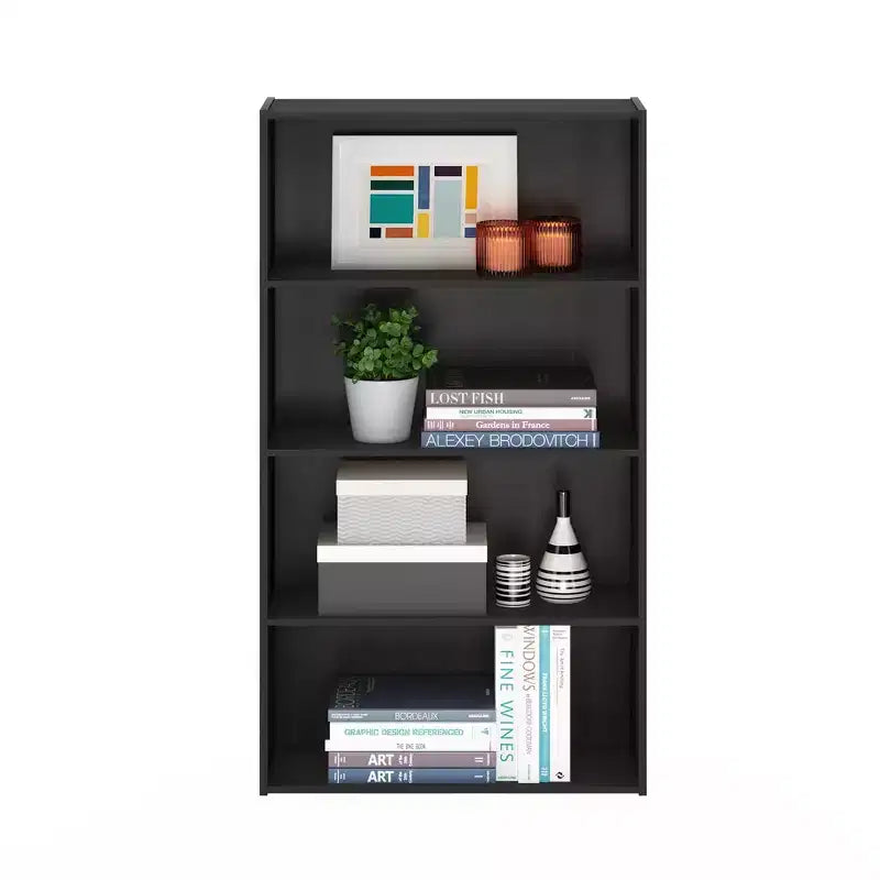 Furinno Étagère Ouverte 4 Cubes Meuble de Rangement et Présentoir Multifonctionnel, Espresso