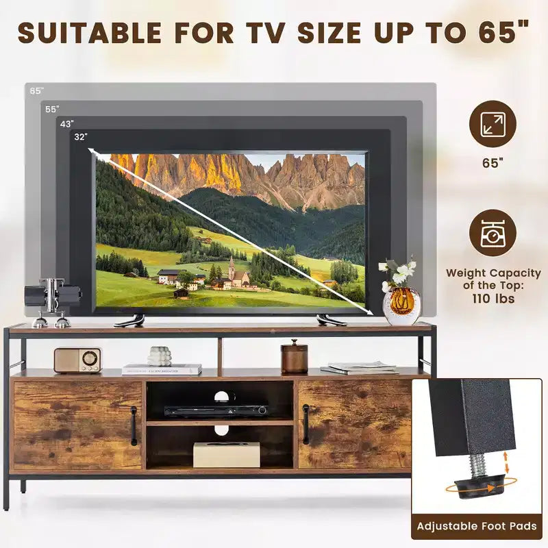 Meuble TV industriel Costway pour téléviseurs jusqu'à 65'' avec rangements et étagère réglable