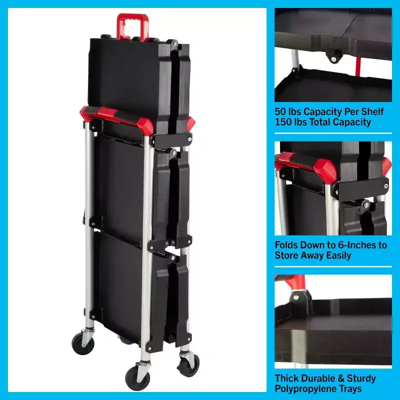 Chariot pliant Stalwart avec capacité de 22,7 kg par étagère