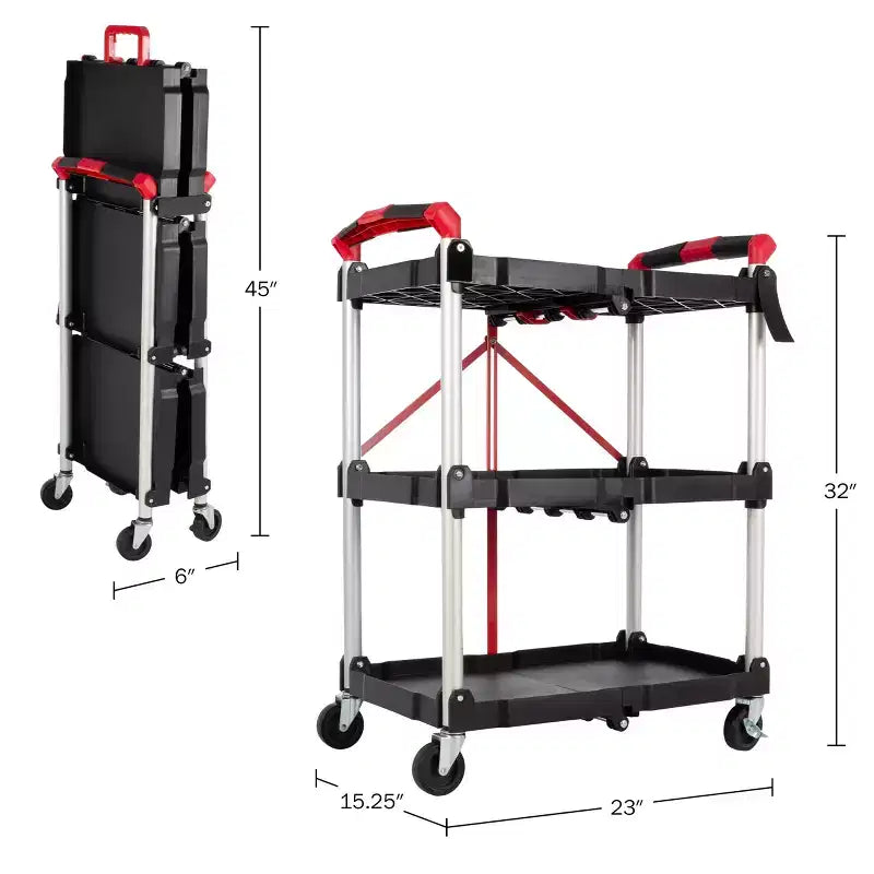 Chariot pliant Stalwart avec capacité de 22,7 kg par étagère