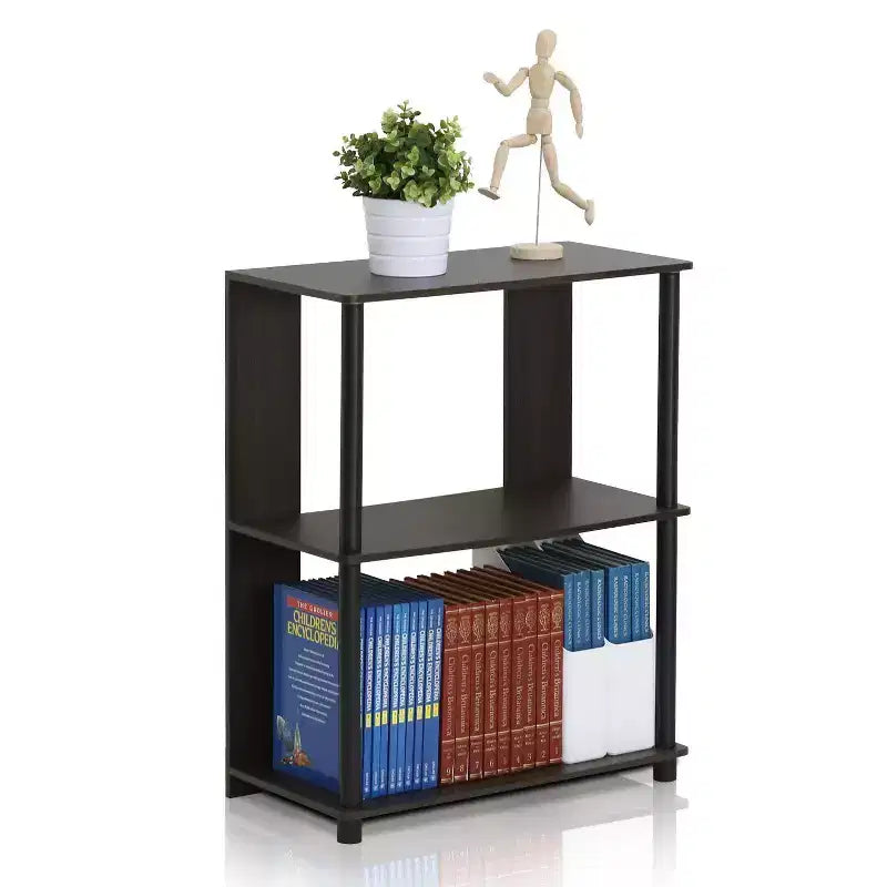 Furinno Étagère Ouverte à 3 Niveaux, Meuble d'Angle pour Salon et Bureau à Domicile, Noyer