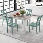 Costway Ensemble de salle à manger 5 pièces Table rectangulaire moderne et 4 chaises en bois d'hévéa pour cuisine et petit-déjeuner