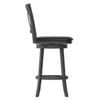 Tabouret de bar Emma et Oliver de style pub avec dossier en bois croisé et siège pivotant rembourré en similicuir
