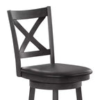 Tabouret de bar Emma et Oliver de style pub avec dossier en bois croisé et siège pivotant rembourré en similicuir
