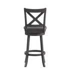 Tabouret de bar Emma et Oliver de style pub avec dossier en bois croisé et siège pivotant rembourré en similicuir