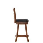Tabouret de bar pivotant Flash Furniture Zerrick en bois de qualité commerciale, style échelle, hauteur comptoir avec siège rembourré et matelassé
