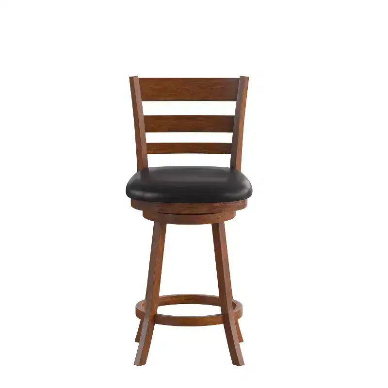 Tabouret de bar pivotant Flash Furniture Zerrick en bois de qualité commerciale, style échelle, hauteur comptoir avec siège rembourré et matelassé