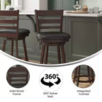 Tabouret de bar pivotant Flash Furniture Zerrick en bois de qualité commerciale, style échelle, hauteur comptoir avec siège rembourré et matelassé